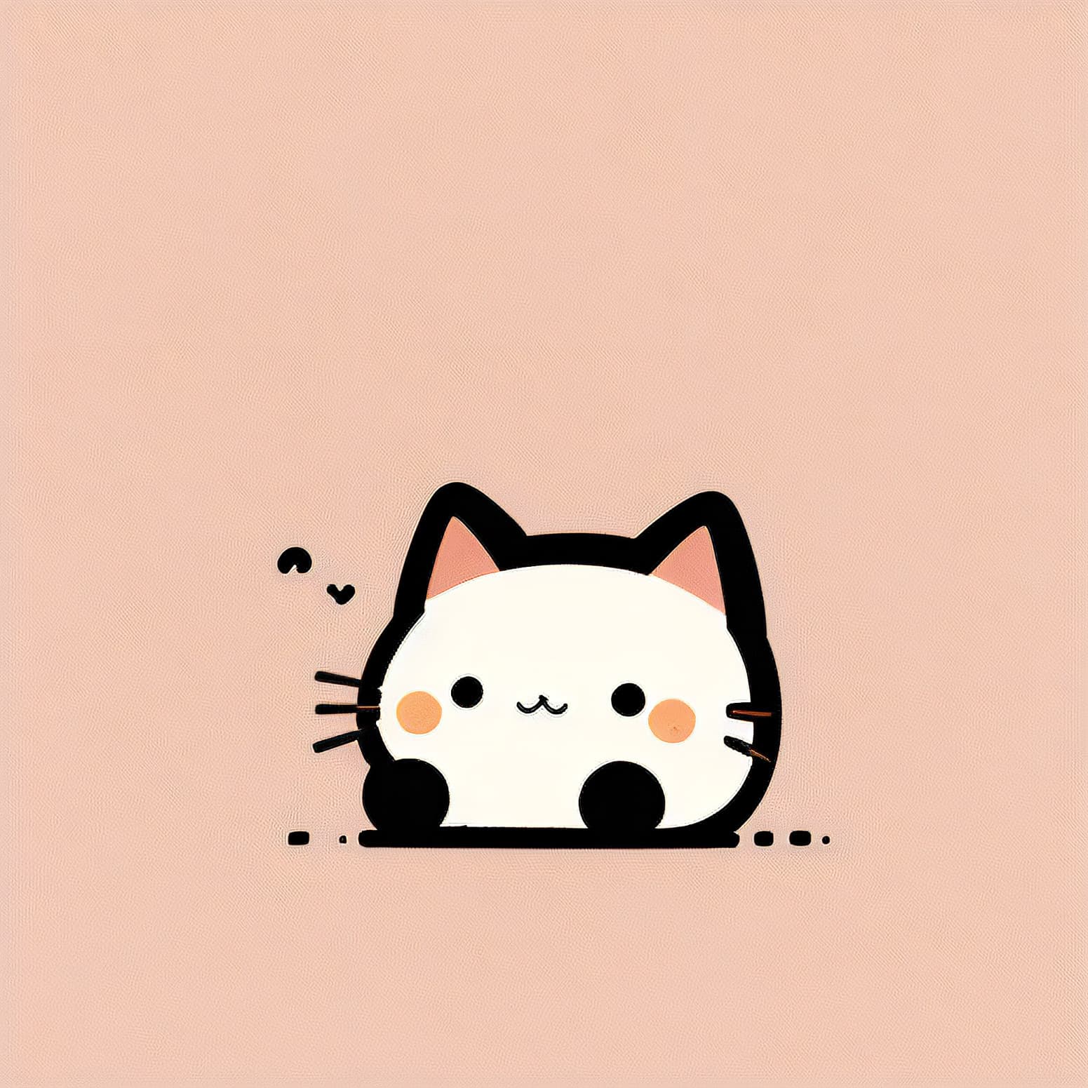 Cute cartoon white cat illustration on a pastel pink background, used as the source photo for a fuse bead pattern